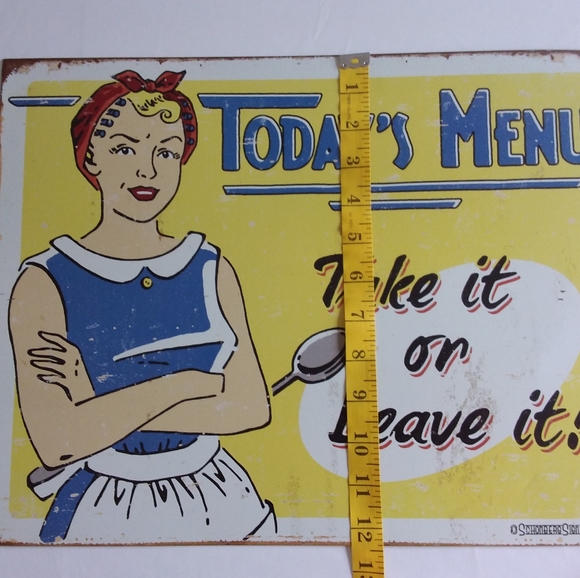 TIN SIGN  ART  "Today's Menu Take it or leave it." - Picture 2 of 5